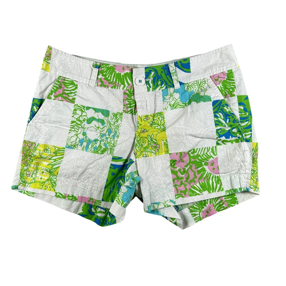 Lilly Pulitzer Shorts Womens 6 Callahan Patchwork Summer Preppy Casual Y2K 2000s